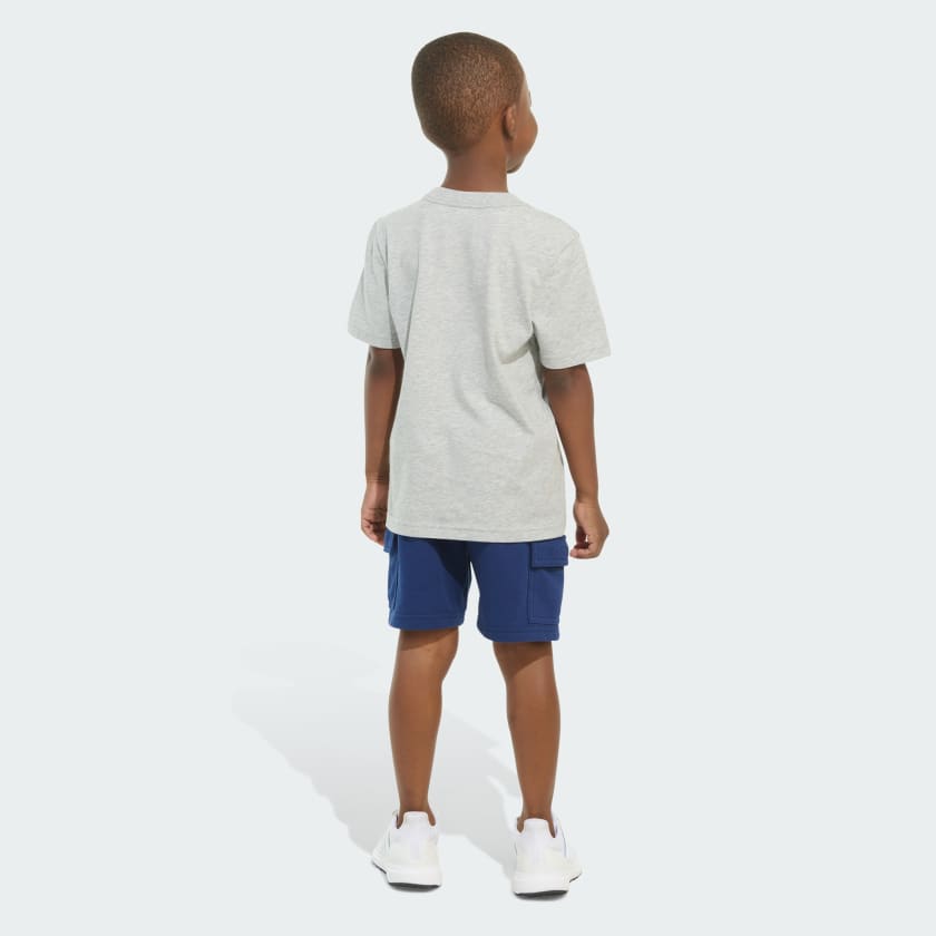 Kids' Two-Piece Short Sleeve Heather Cotton Tee and Cargo French Terry Shorts Set