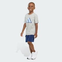 Kids' Two-Piece Short Sleeve Heather Cotton Tee and Cargo French Terry Shorts Set