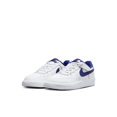 Little Kids' Nike Force 1 Low EasyOn "White Deep Royal Blue"