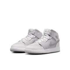 Big Kids' Air Jordan 1 Mid SE "Summit White Metallic Silver"