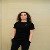 The Closet Inc Women T-Shirt Black With White C