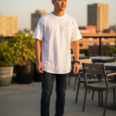Men's The Closet Inc. Curved Hem White Tee Basic (GLD)