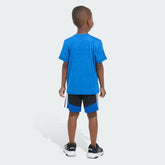 Kids' Two-Piece Short Sleeve Mélange Tee and Colorblock 3-Stripes Shorts Set