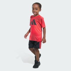 Kids' Two-Piece Short Sleeve Raglan Printed Tee and Shorts Set