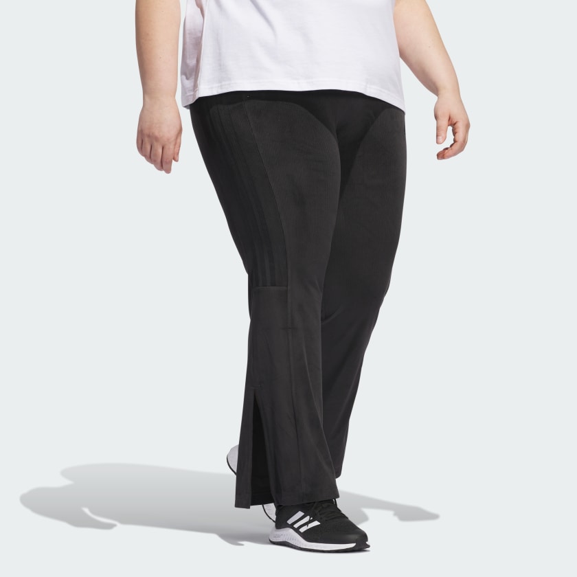 Women's Tiro Cut 3-Stripes Stretchy Velour Flared Leggings (Plus Size)