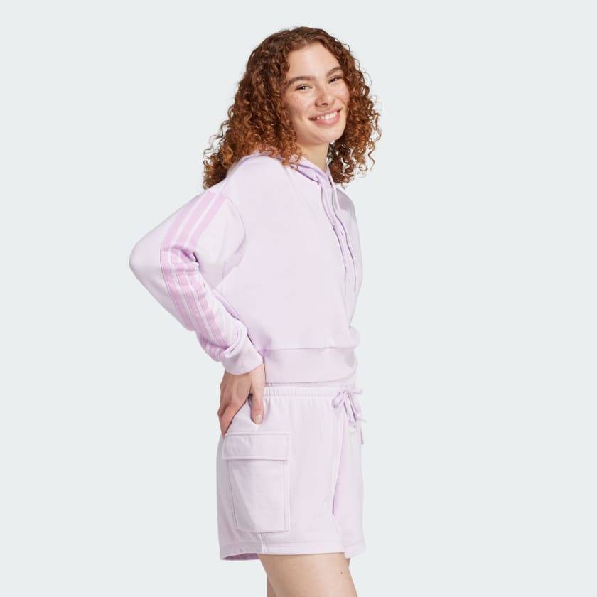 Women's Essentials 3-Stripes French Terry Crop Hoodie