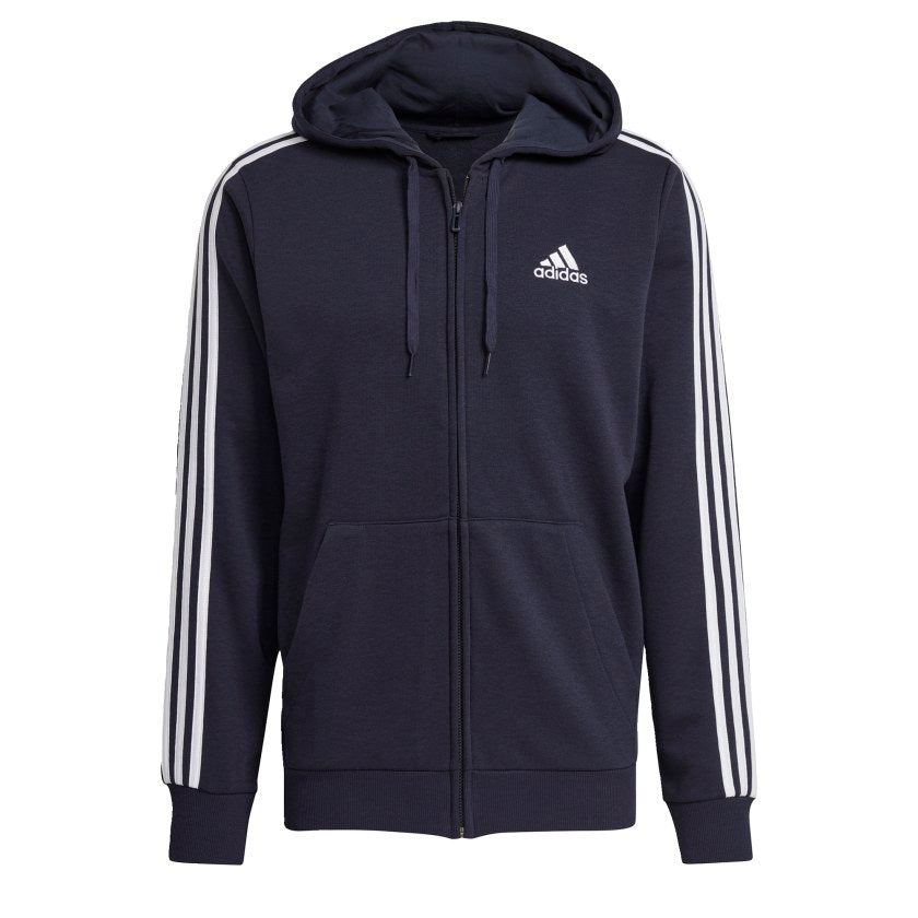 Men's Essentials French Terry 3-Stripes Full-Zip Hoodie