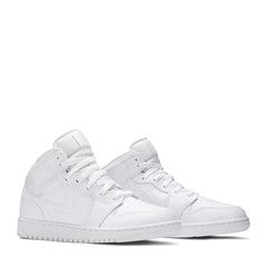 NIKE AIR JORDAN1 MID GS TRIPLE WHITE (NEW) (NEW)