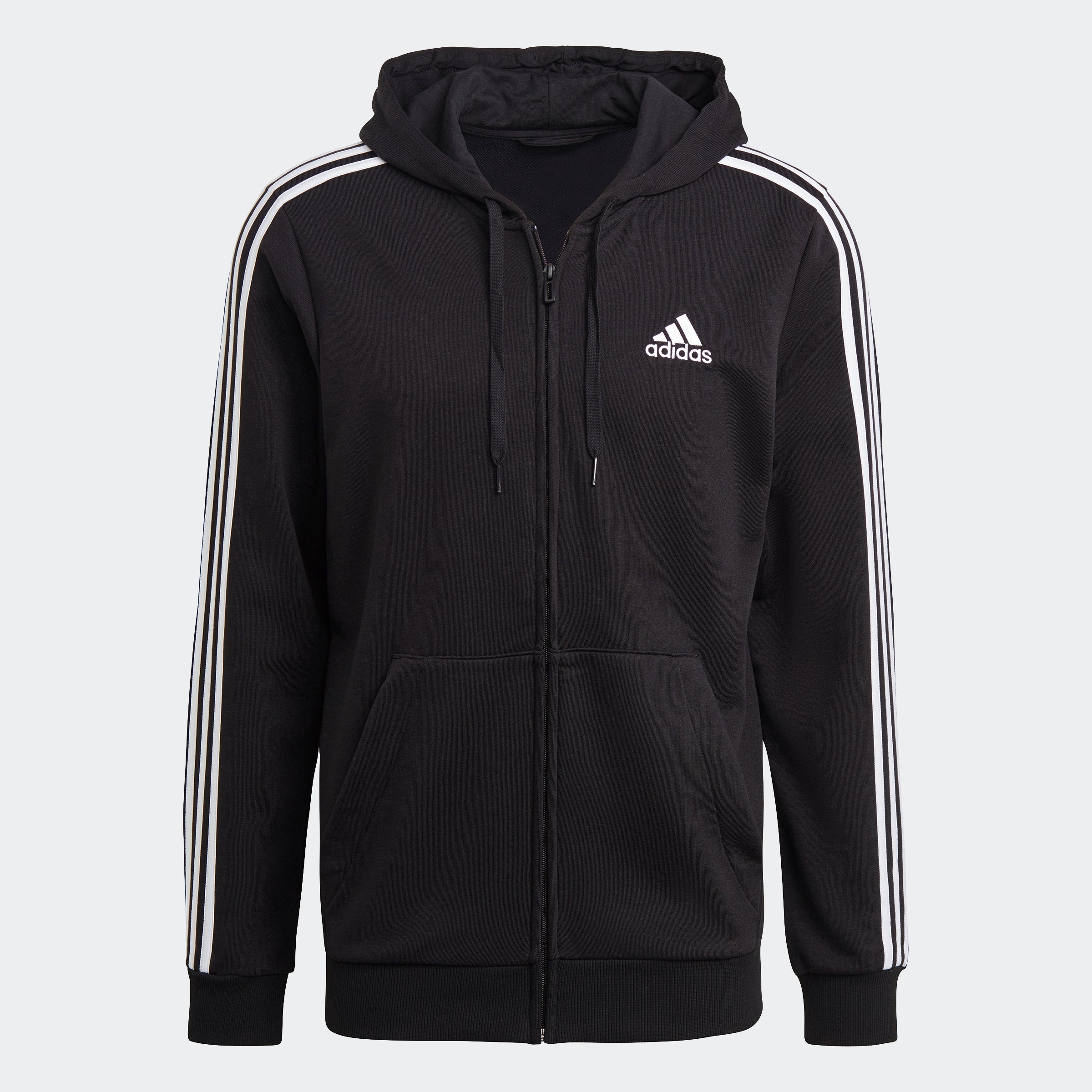 Men's Essentials French Terry 3-Stripes Full-Zip Hoodie