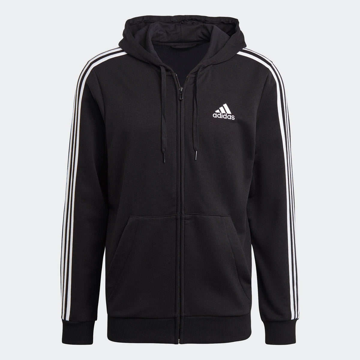 Men's Essentials French Terry 3-Stripes Full-Zip Hoodie