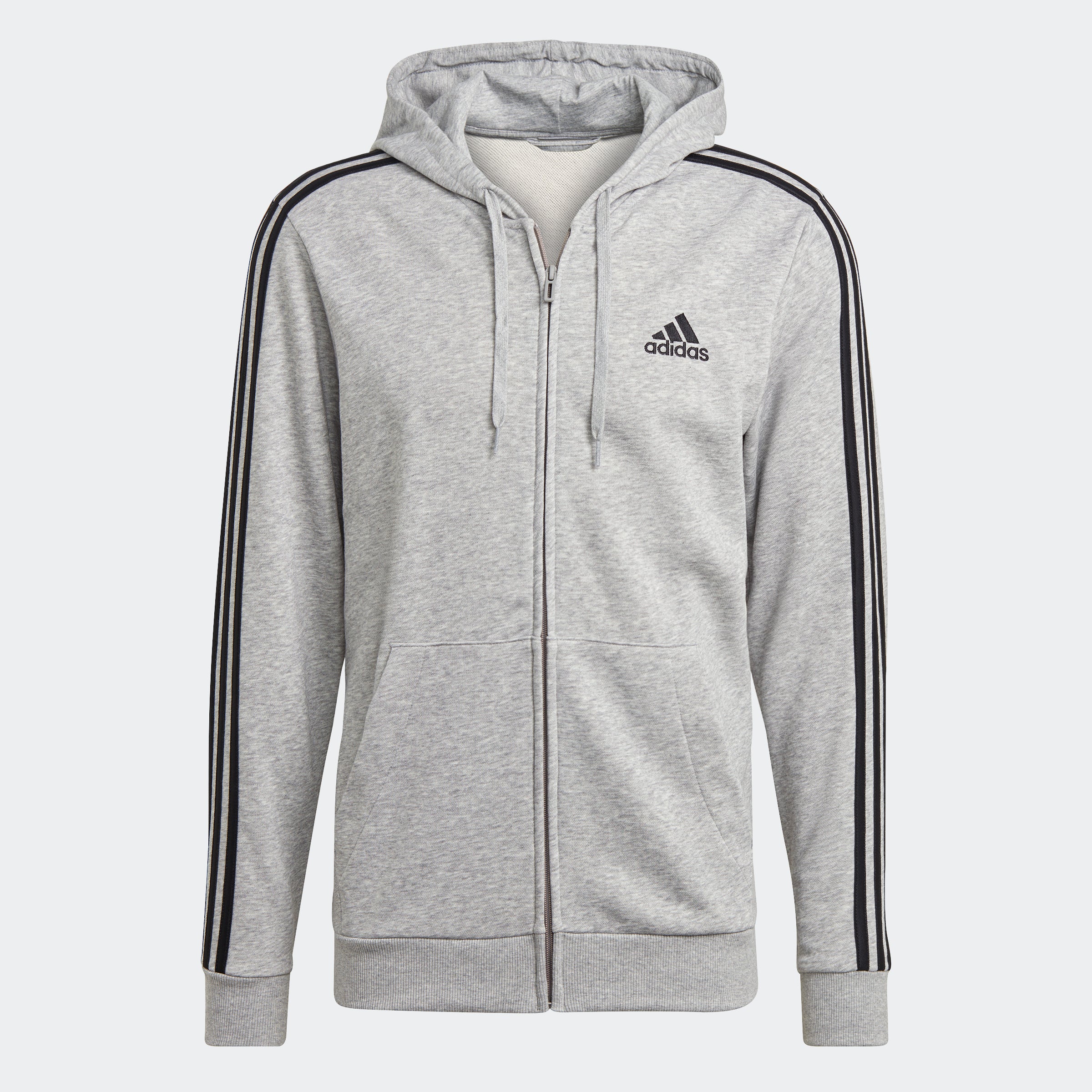 Men's Essentials French Terry 3-Stripes Full-Zip Hoodie