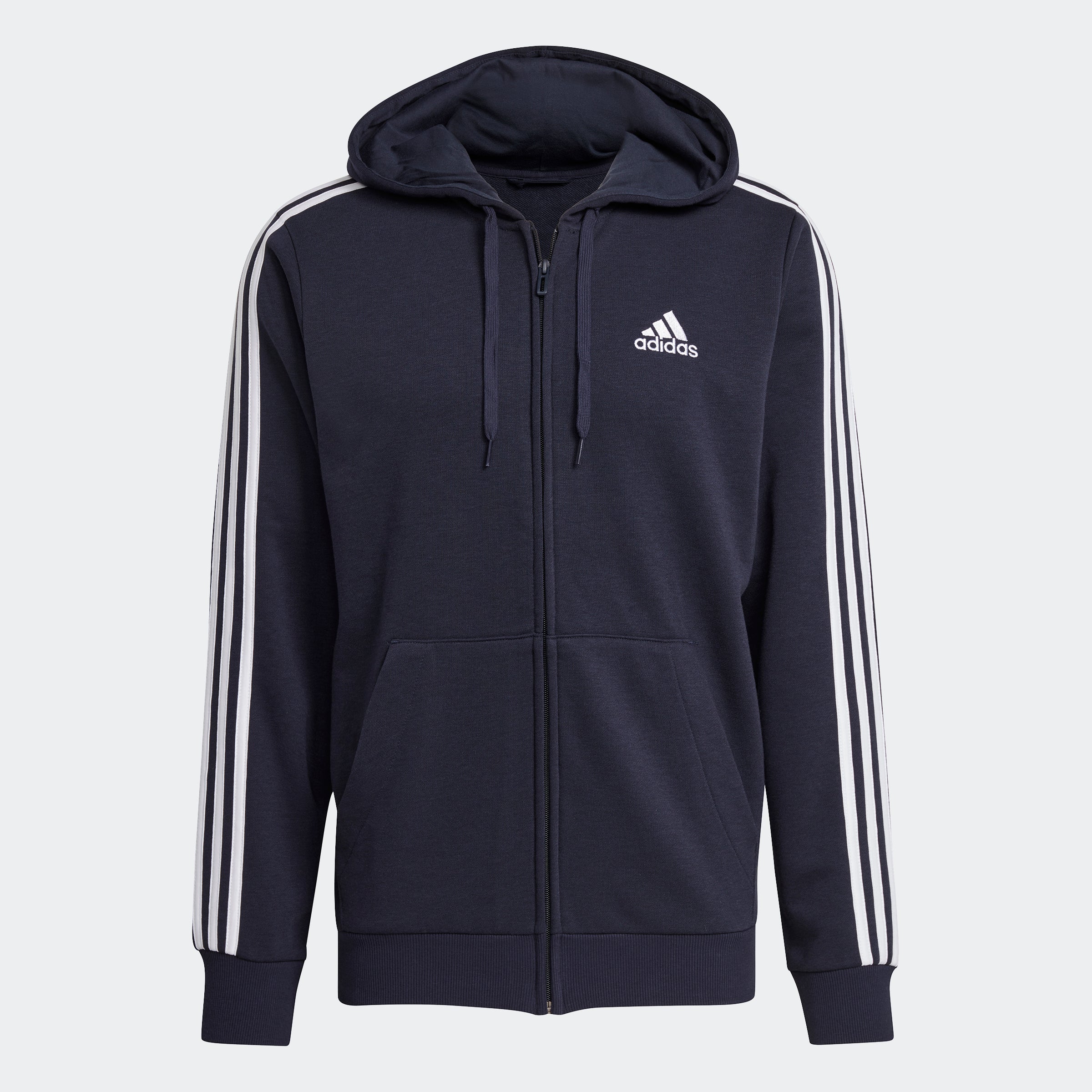 Men's Essentials French Terry 3-Stripes Full-Zip Hoodie