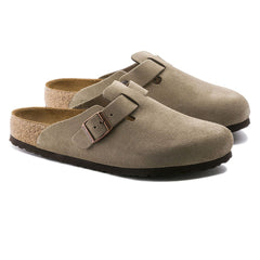 Birkenstock Boston Soft Footbed Sandals - Taupe Suede