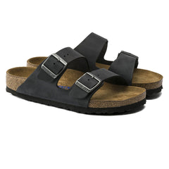 Birkenstock Arizona Soft Footbed Sandals - Black Oilded Leather