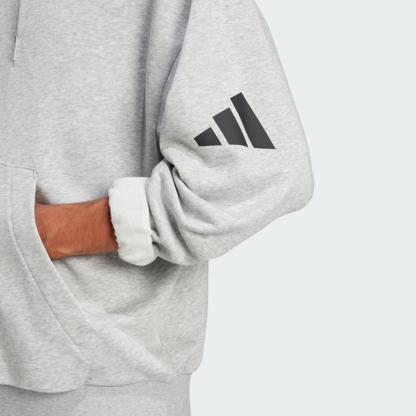 Men's Essentials Loose-Fit 3 Bar Logo French Terry Hoodie