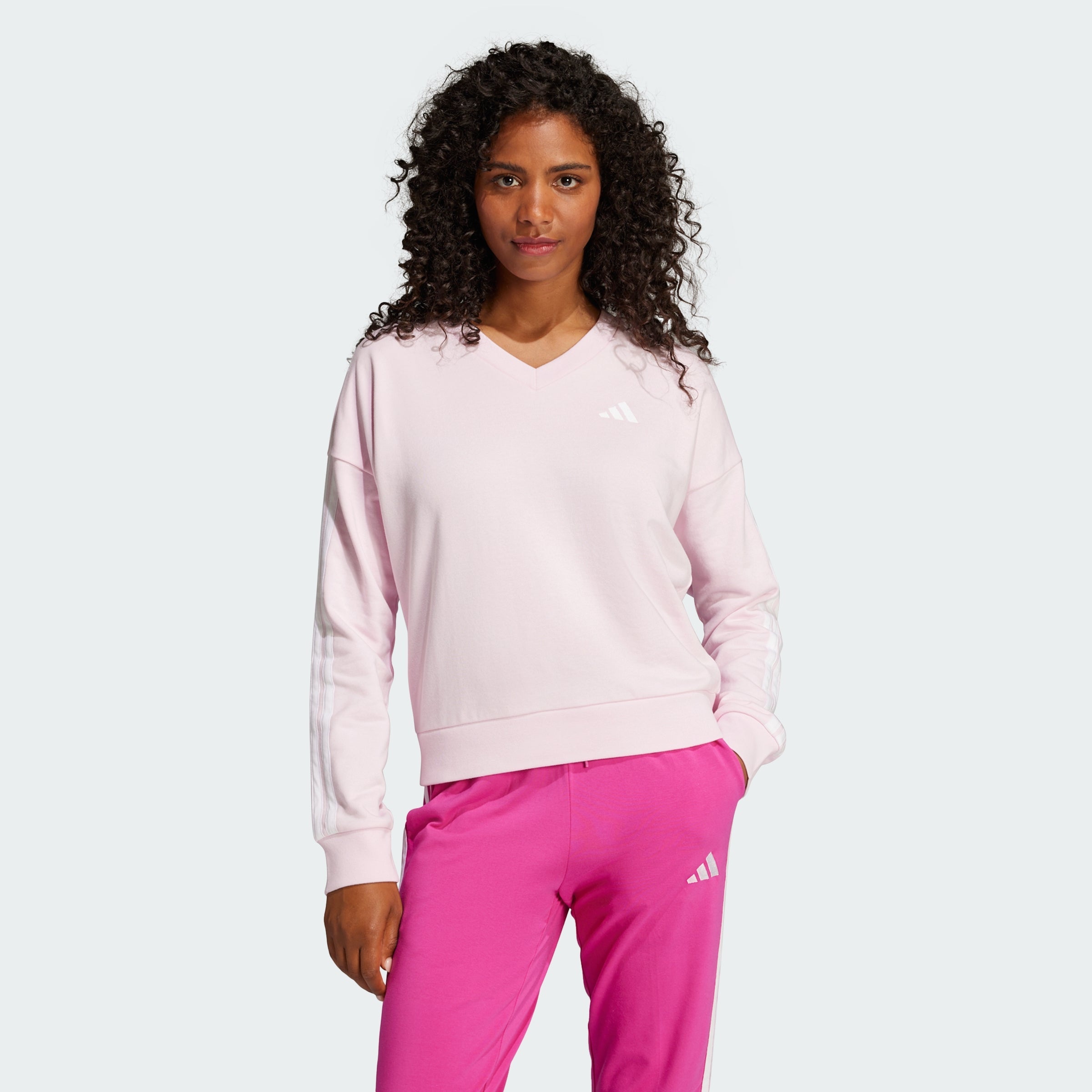 Women's Essentials 3-Stripes French Terry V-neck Sweatshirt