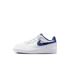 Little Kids' Nike Force 1 Low EasyOn "White Deep Royal Blue"