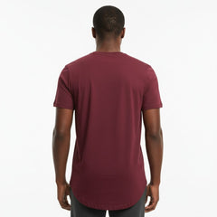 The Closet Inc Men Curved Hem T-Shirts “ Plain Burgundy