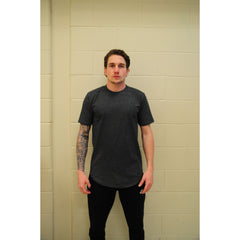 The Closet Inc Men Curved Hem T-Shirts “ Charcoal With Clear C