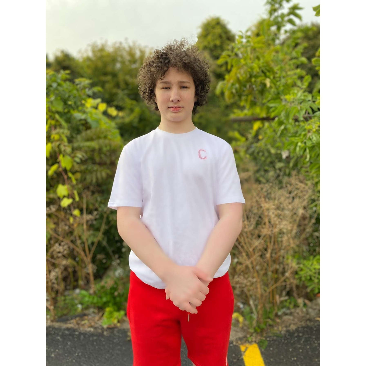Men's The Closet Inc. White Tee Curved (Red)