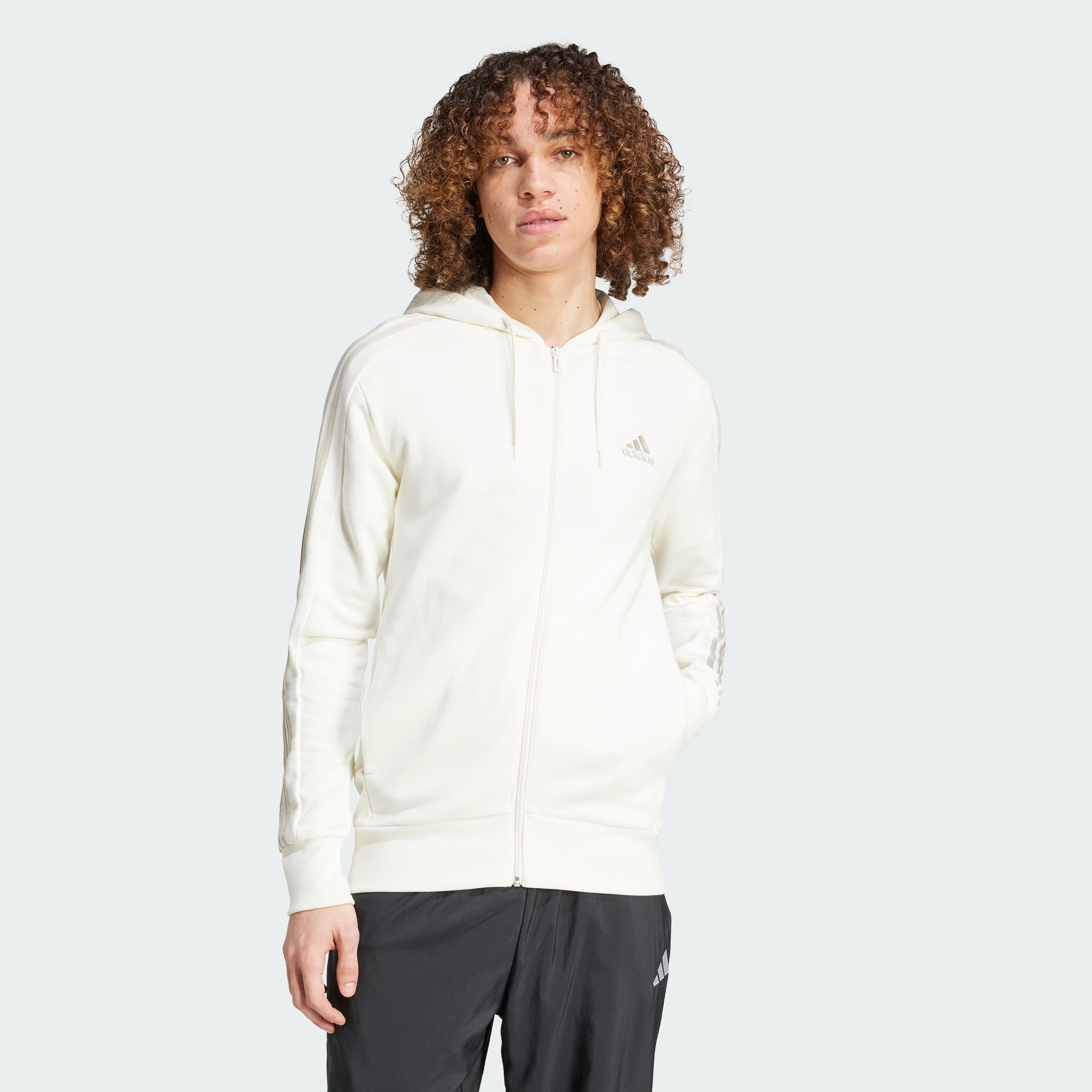 Men's Essentials French Terry 3-Stripes Full-Zip Hoodie