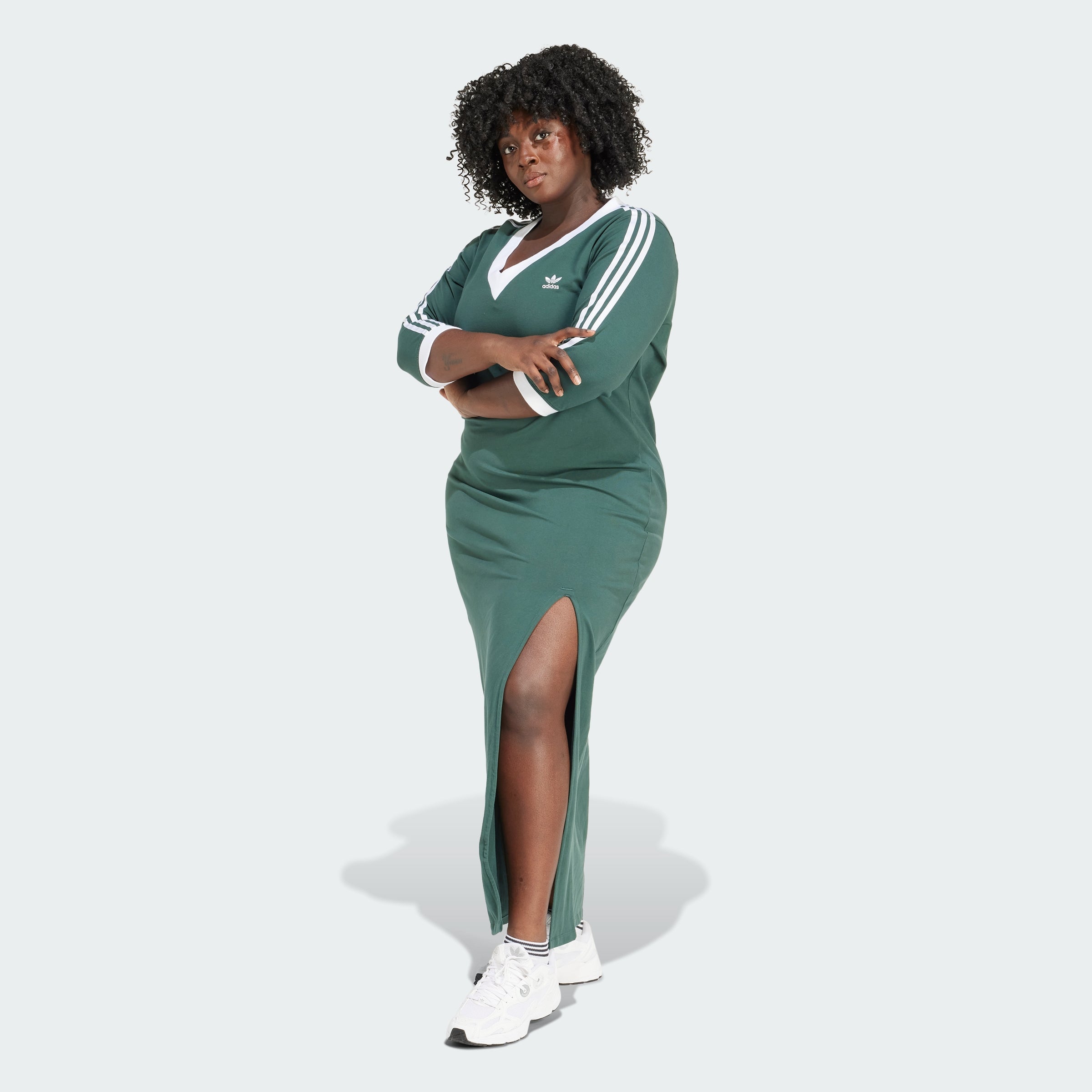 Women's Adicolor Classics 3-Stripes V-Neck Maxi Dress (Plus Size)
