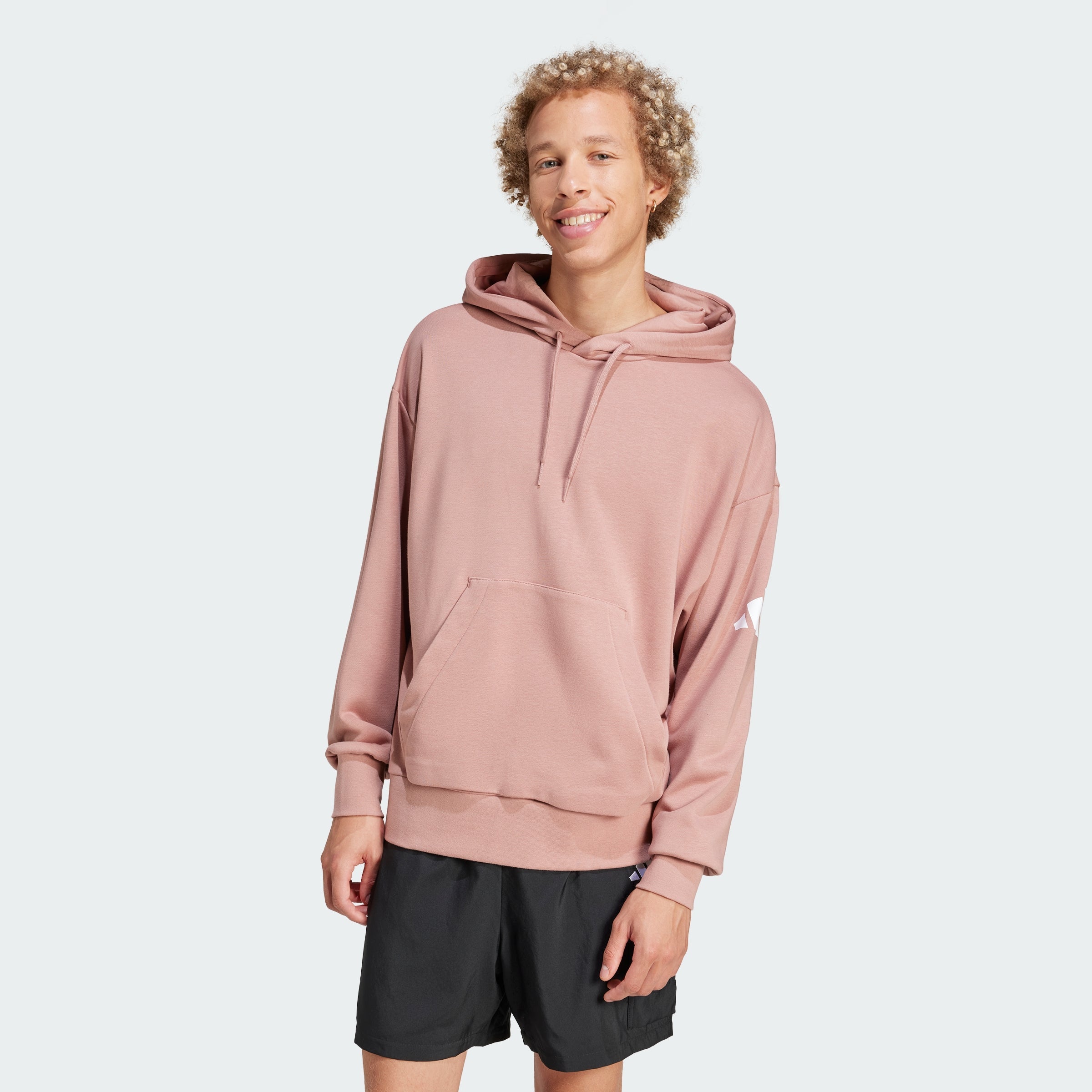 Men's Essentials Loose-Fit 3 Bar Logo French Terry Hoodie